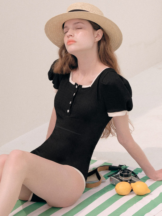 BUTTON SWIMSUIT BLACK