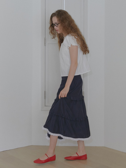 FRILL LONG SKIRT (NAVY)