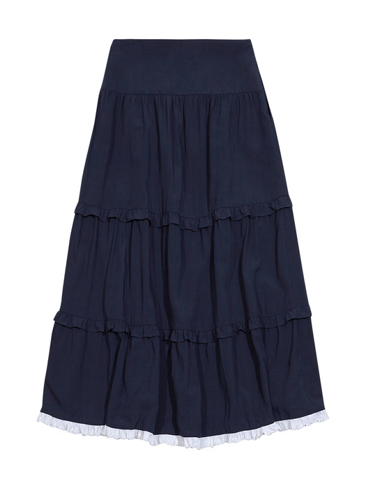 FRILL LONG SKIRT (NAVY)