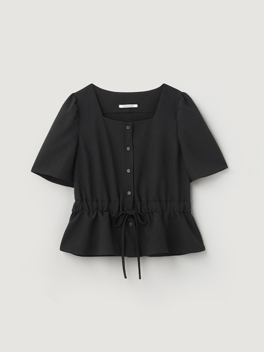 Crinkle banding top - Black