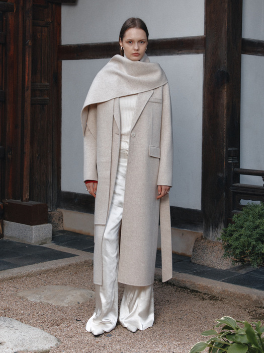 [리퍼브]HADID Tailored Cashmere Blended Handmade Coat_Oatemeal