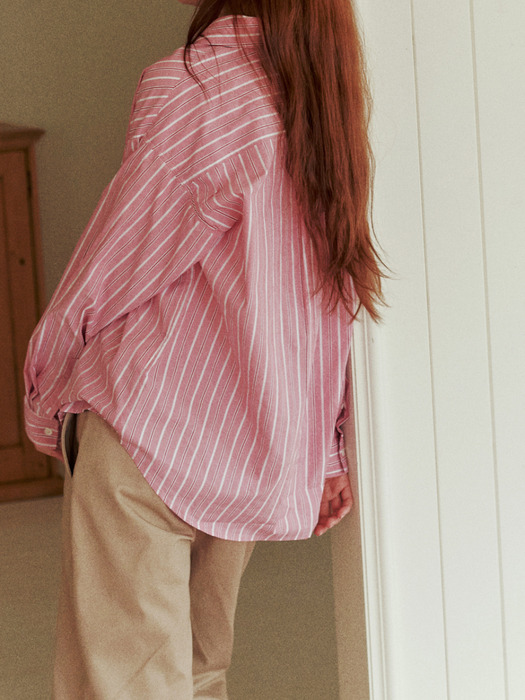 Rossi classic stripe shirts (deep pink)