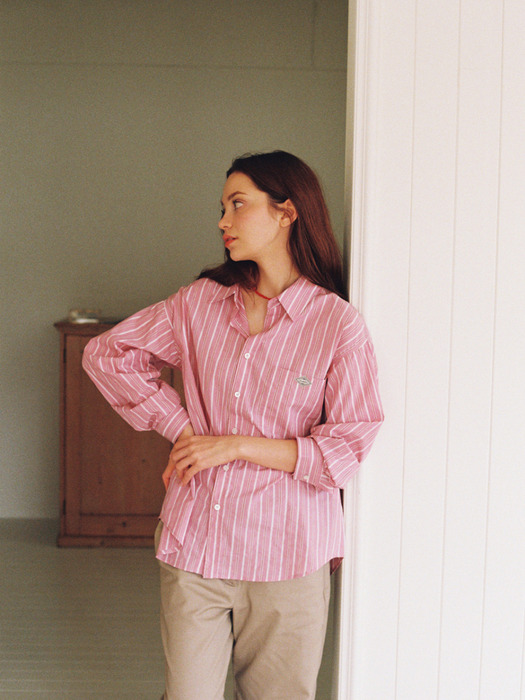 Rossi classic stripe shirts (deep pink)