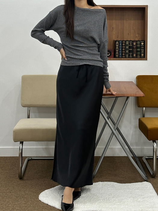 REVE SATIN LONG SLIT SKIRTS_2COLOR