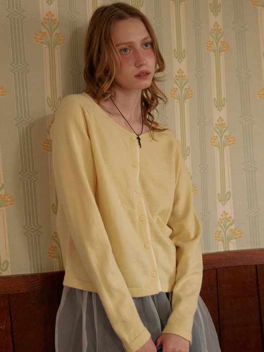 PLACKET RAGLAN KNIT CARDIGAN_YELLOW