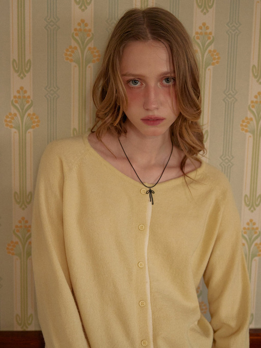 PLACKET RAGLAN KNIT CARDIGAN_YELLOW