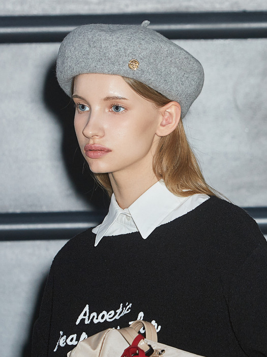 ANC LOGO POINT WOOL BERET_GREY