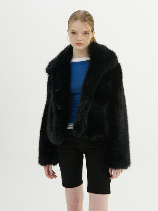 SOFT FAUX FUR CROP JACKET_BLACK