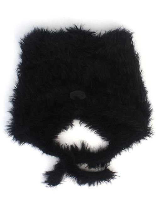 Cat Black Fur Earflap Cap 바라클라바