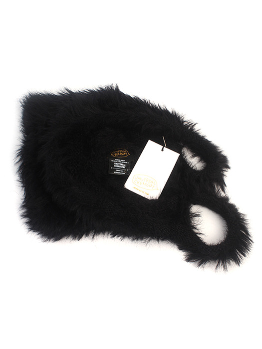 Cat Black Fur Earflap Cap 바라클라바