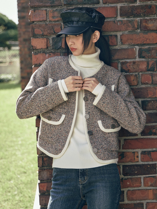 [단독]NEWYORK TWEED POCKET JACKET_BROWN