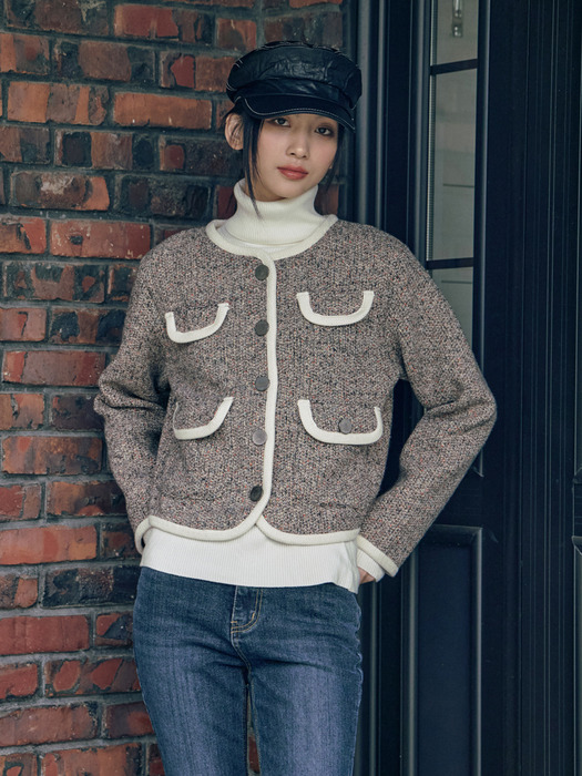 [단독]NEWYORK TWEED POCKET JACKET_BROWN