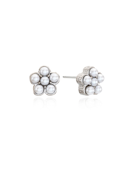 Texture Pearl Flower Earrings_VH249OEA010M