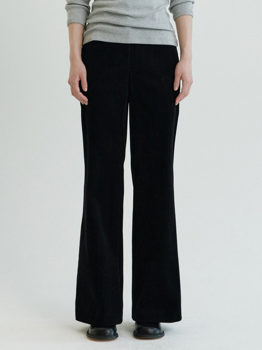 Velvet Denim Pants-Black