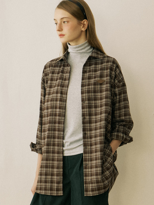 Comfy Over Check Shirt - Brown