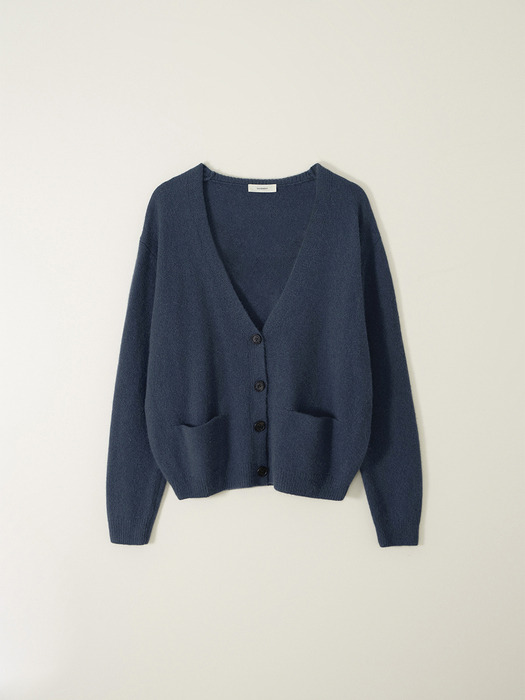 RACCOON V NECK KNIT CARDIGAN_BLUE