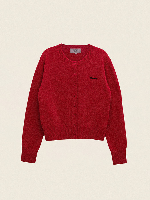 CASHMERE BLENDED BASIC CARDIGAN RED