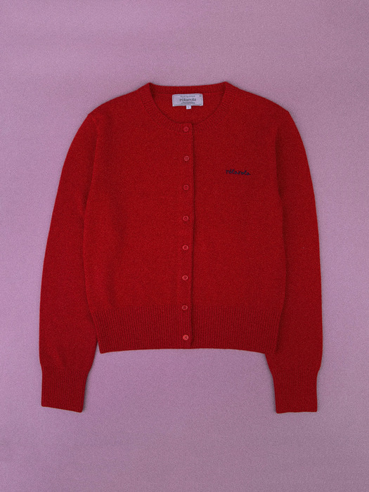 CASHMERE BLENDED BASIC CARDIGAN RED