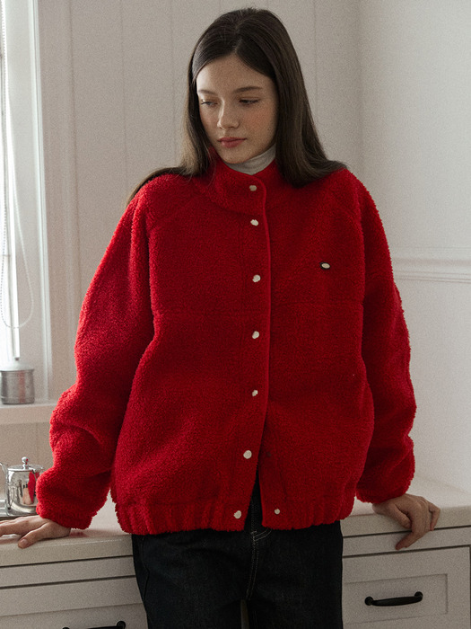 Shearling Comfy Fleece Jacket - Red