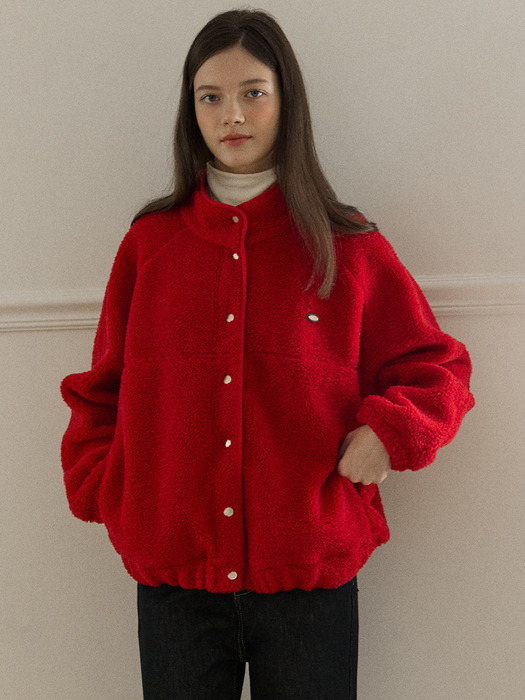 Shearling Comfy Fleece Jacket - Red