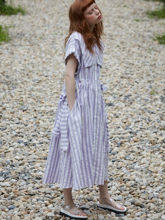 stripe robe dress_purple