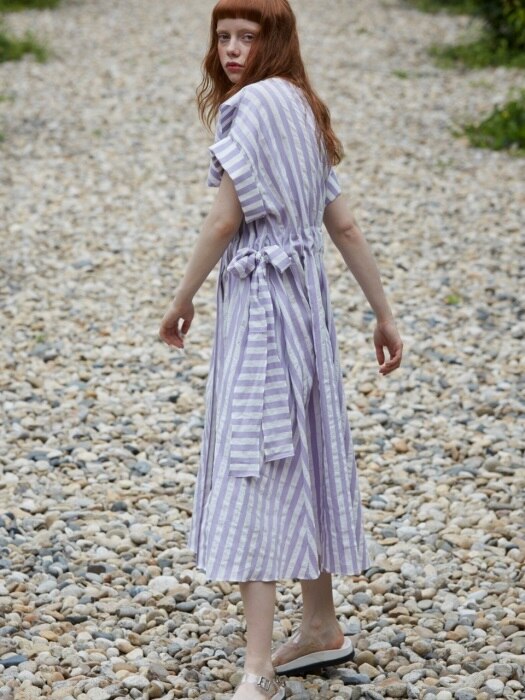 stripe robe dress_purple