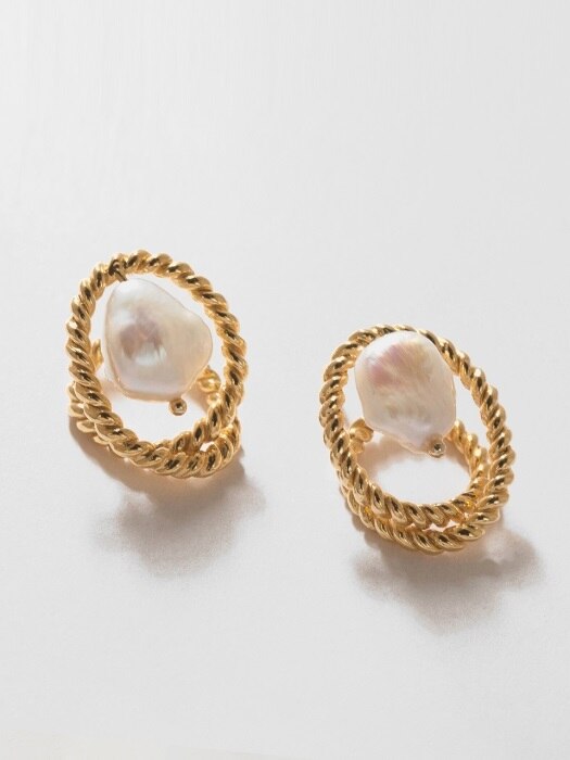 Twist rope pearl earring