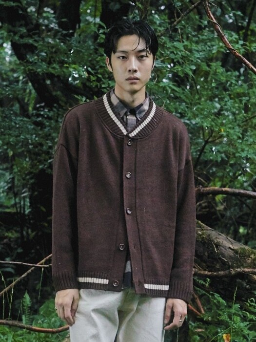 Point Line Cardigan [Brown]