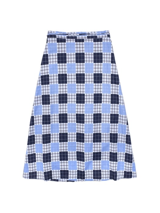 L 2018 Patchwork Wrap Skirt #Blue