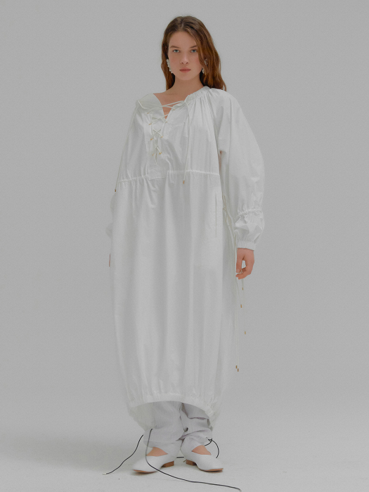 MOANA Long Sleeve Tunic Dress White