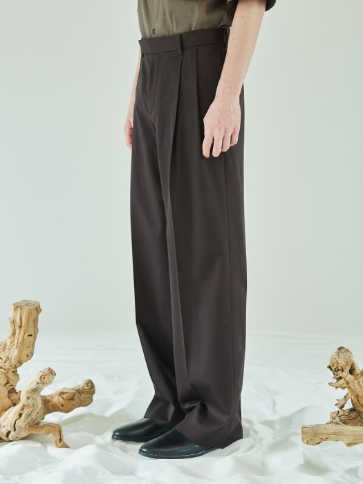 Wide-leg Cotton Trousers - Brown