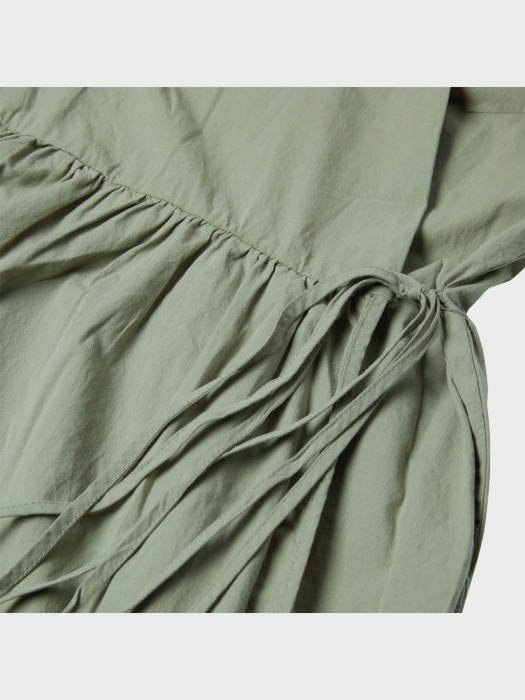 L19SS Cotton Wrap Dress (4 sl) #Khaki