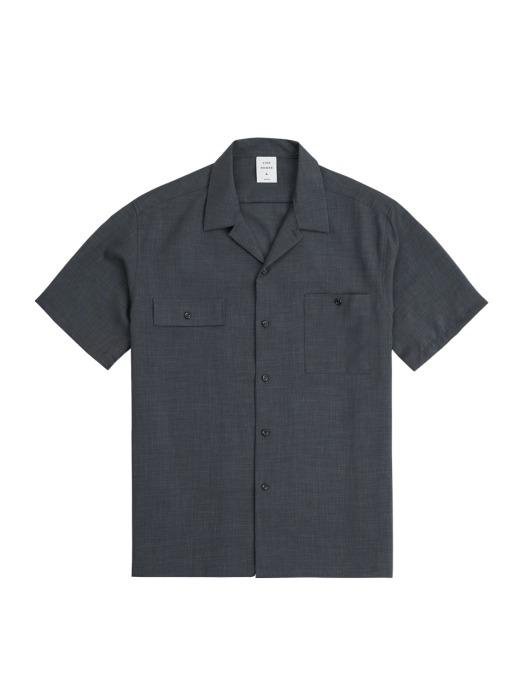 SOLID OPEN COLLAR SHIRT_CHARCOAL