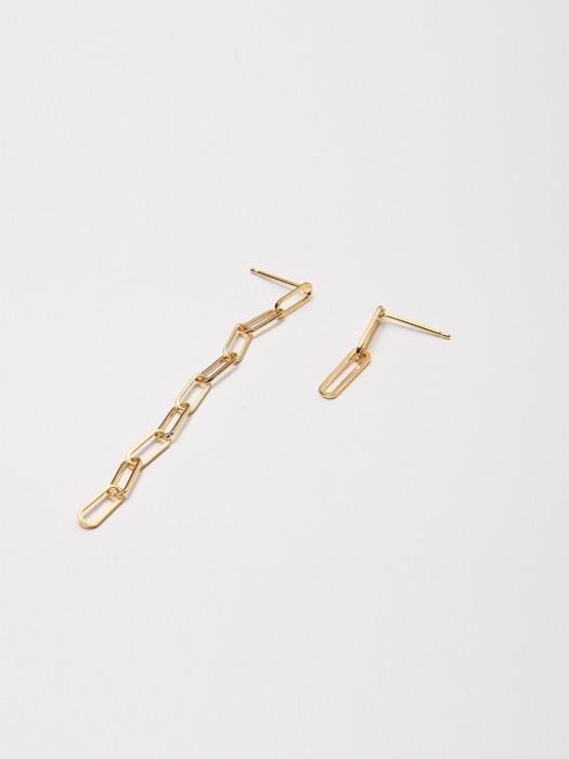 unbalance square chain earring