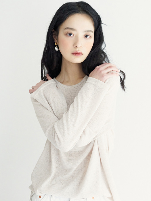 MTOF2 KNIT L SLEEVE TEE(BEIGE)