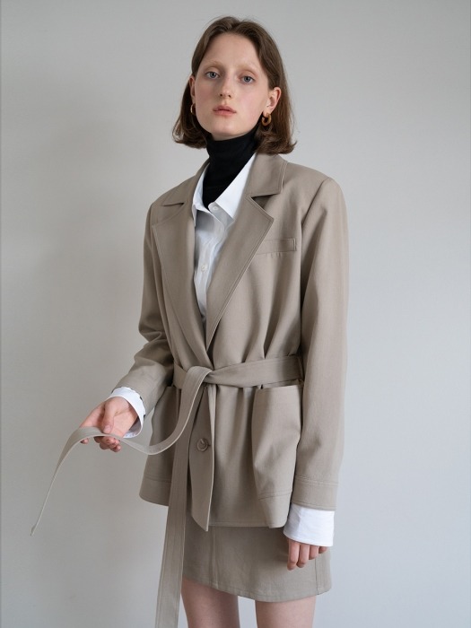 BELTED COTTON JACKET (TAUPE)