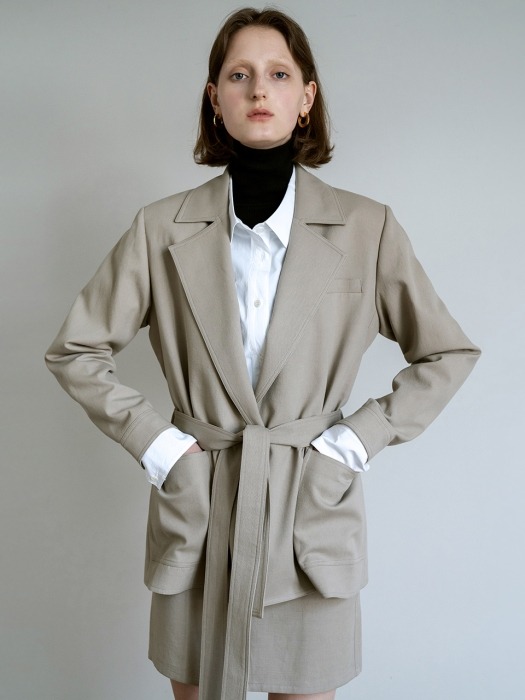BELTED COTTON JACKET (TAUPE)