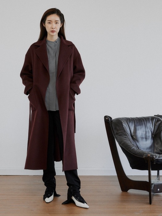 [단독] Cashmere Handmade Robe Coat_burgundy