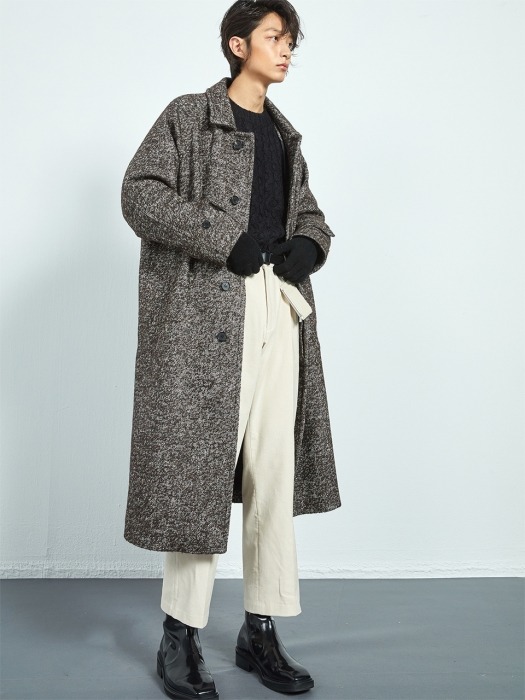 BROWN mohair oversized long balmacaan coat(KJ037)LIMITED EDITION