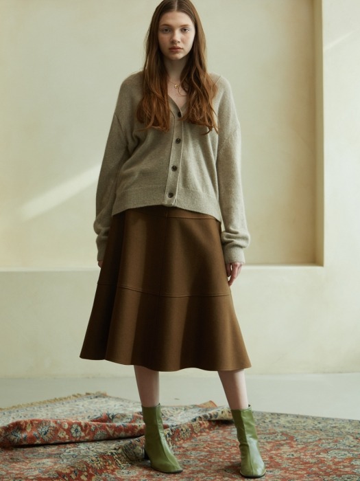 BROWN FLARE WOOL LONG SKIRT (브라운 플레어 울 롱 스커트)