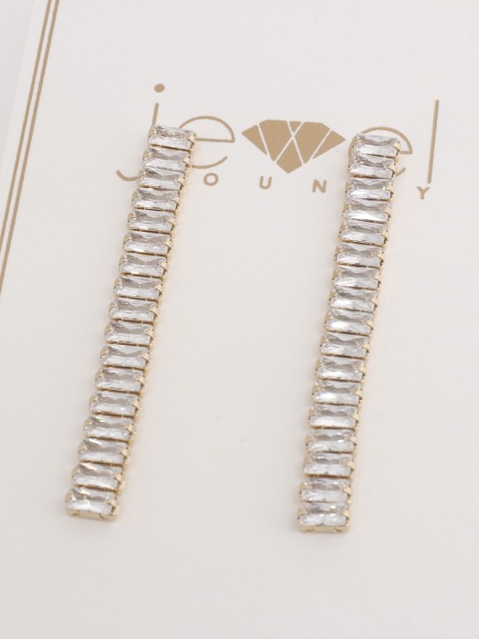 Square Crystal Line Stone Earrings