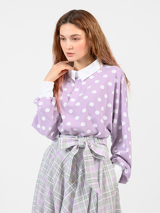 pink katiacho LOOSE FIT RUGBY T-SHIRTS VIOLET DOT