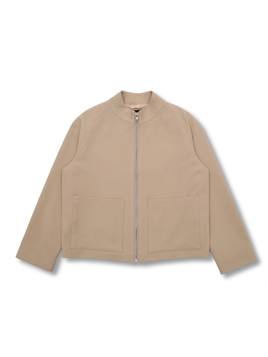 Zip-Up Trucker Jacket [Beige]