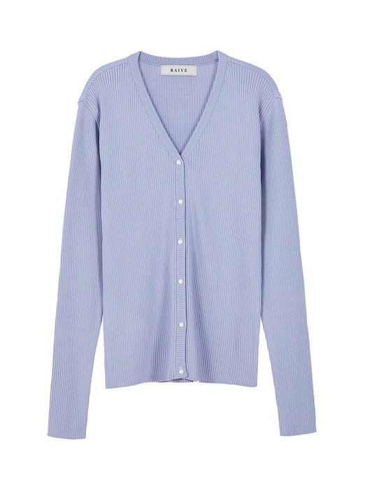 Button Ribbed Knit Cardigan in L/Purple_VK0SD1240