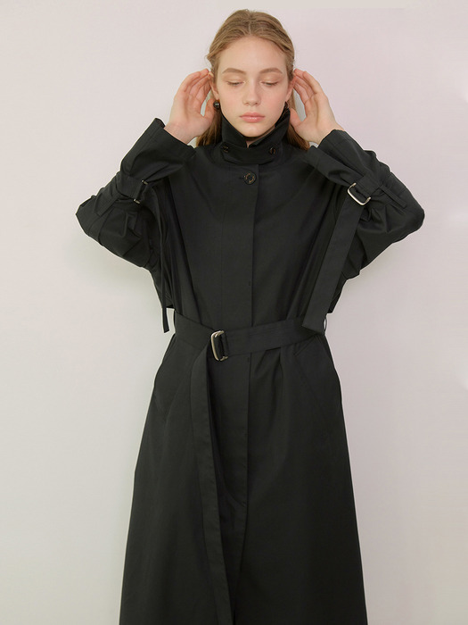 MIA_Single Breasted Long Trench Coat_Black