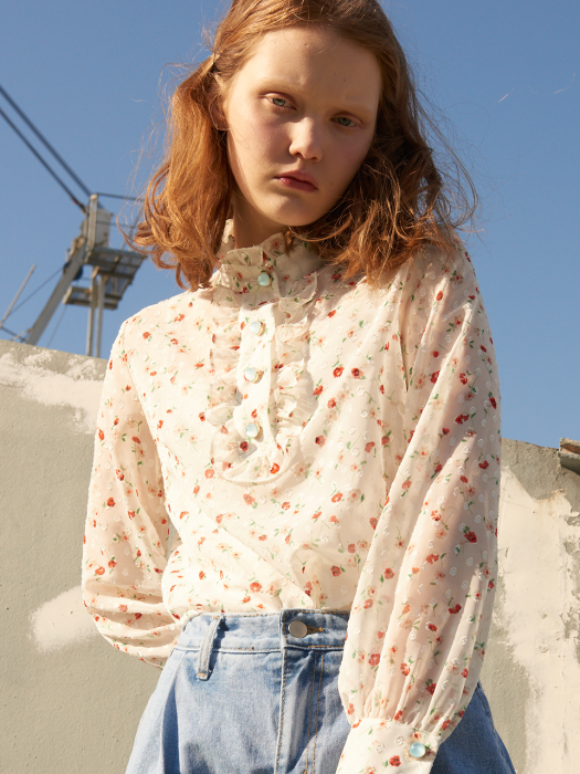 Floral Mood Ruffle Blouse_White