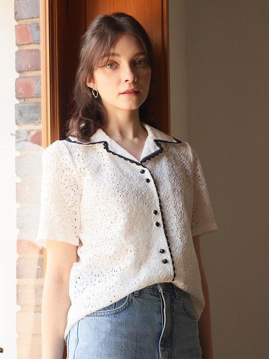 monts 1105 colourway lace blouse (ivory)