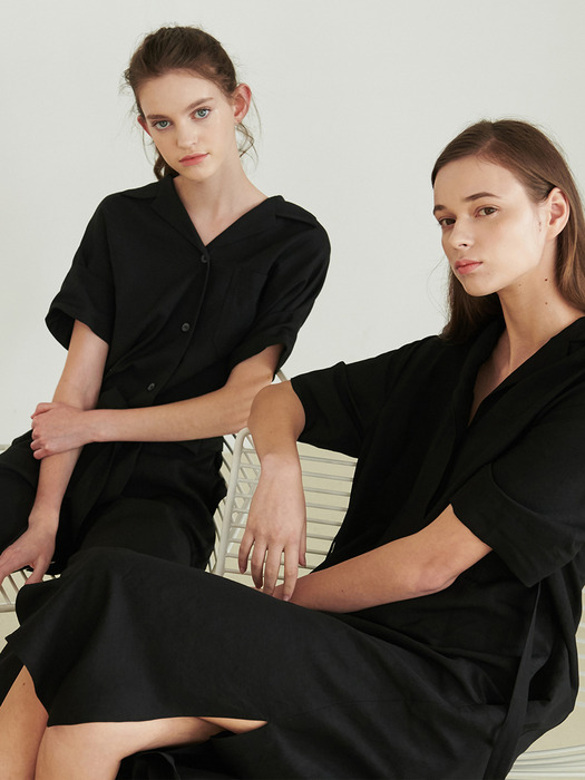 Belted work wear jumpsuits_Black