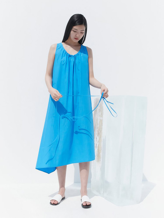Waist Strap Sleeveless Dress - Blue (KE0671M02P)