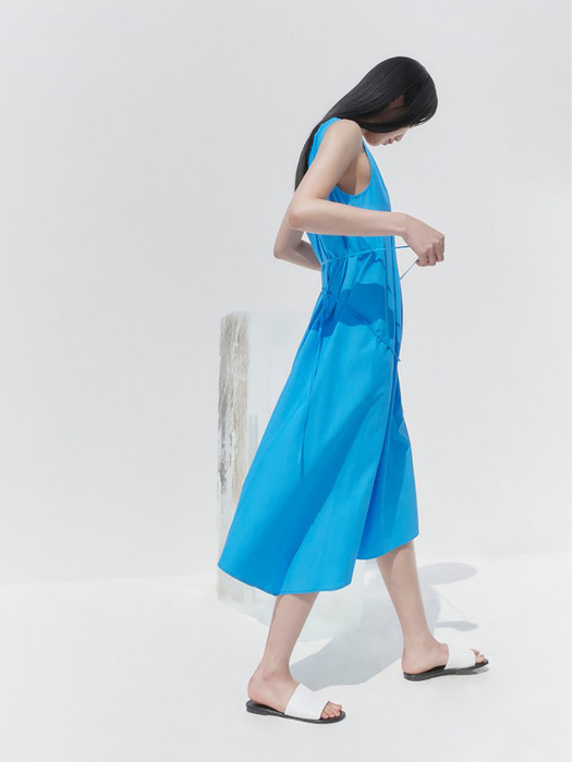 Waist Strap Sleeveless Dress - Blue (KE0671M02P)